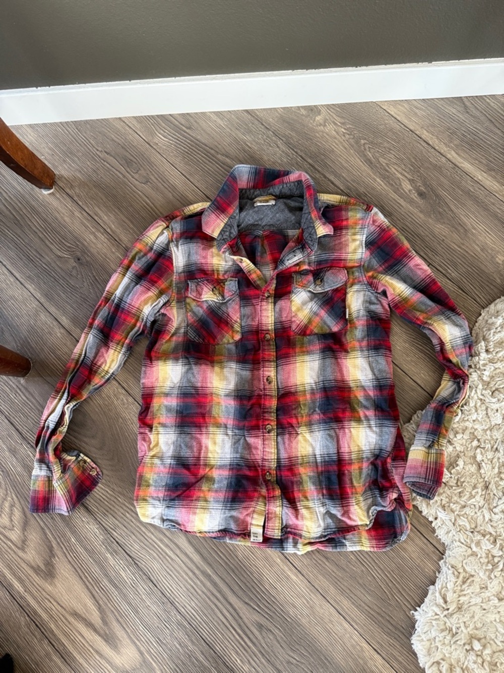 Vans Gray red plaid  Flannel size medium